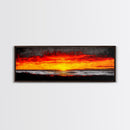 Sunset, Ocean, Waves, Canvas Print, Vibrant Sunset Wall Art, Beach House Decor, Coastal Painting, Living Room Art, Boho Aesthetic, Seascape