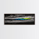 Black, White, Wave, Framed Canvas Print, Surf Wall Art, High Contrast Ocean Scene, Modern Coastal Decor, Contemporary Wave Painting, Monochrome