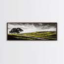 Rolling Hills, Nature Wall Art, Country Landscape Painting, Warm Autumn Tones, Rustic Home Decor, Framed Canvas Print, Living Room