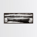 Mountain Reflections, Canoe Art, Wilderness Wall Decor, Canvas Print, Black and White Landscape, Lake House Art, Rustic Cabin Art
