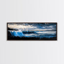 Ocean Waves, Coastal Sunset, Seascape Art, Nautical Wall Decor, Framed Canvas Print, Beach House Wall Art, Surfing Gift, Watercolor Vibes