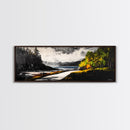 Forest Path, Beach View, Mountain Landscape, Framed Canvas Print, Wilderness Art, Nature Painting, Living Room Wall Art, Rustic Home Decor