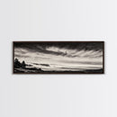 Ocean Waves, Stormy Sky, Dramatic Clouds, Canvas Print, Black and White Landscape, Coastal Wall Art, Living Room Decor, Minimalist Painting