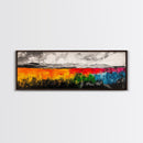 Vibrant Abstract Field, Colorful Landscape Painting, Modern Farmhouse Wall Art, Boho Nature Print, Warm Earthy Decor, Framed Canvas Print