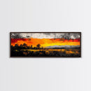 Fiery Sunset Painting, Autumn Sky Artwork, Warm Nature Landscape, Bold Fall Wall Decor, Rustic Cabin Art, Framed Canvas Print