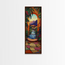 Tropical Archway, Retreat Painting, Framed Canvas Print, vibrant Mediterranean garden, doorway wall art, boho home décor, living room