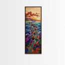 Ocean Horses, Sunset Gallop, Wild Waves, Canvas Print, vibrant equestrian beach art, bold fantasy decor, living room or adventure-themed room
