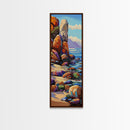 Coastal, Rocks, Ocean, Desert Scene Canvas Print, Bold Color Seascape, Nature Inspired Wall Art, Beach House Decor, Bohemian Art Style