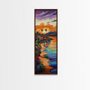 Sunset, Palm Trees, Water, Reflection, Framed Canvas Print, Tropical boho art ideal Living Room Wall Art or Beach House Coastal Decor