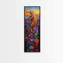 Otter, Flowers, Fantasy, Wildlife, Framed Canvas Print, Whimsical animal art in vibrant palette, ideal Nursery Art or Nature Lover Decor