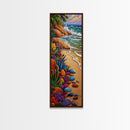 Beach, Plants, Vibrant, Tropical - Canvas Print, Colorful Coastal Art, Tropical Wall Decor, Boho Beach House Accent, Summer Canvas Piece