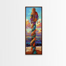 Nautical Rope, Pier, Art – Framed Canvas Print beach house decor, coastal rope wall art, nautical theme, vibrant colors, bathroom wall art