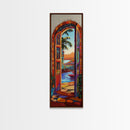 Open Doorway, Water, Boats — Canvas Print of seaside view through open door, perfect Coastal Bathroom Wall Art or Tropical Living Room Decor
