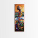Mother Ocean, Rainbow, Canvas Print, Colorful mother nature figure by ocean painting, whimsical spiritual art,  meditation room wall art