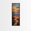 Path Beach, Sunset, Tropical Canvas Print scenic path to ocean wall decor, vibrant beach sunset artwork, tropical boho art, entryway art