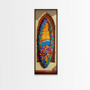 Surfboard Flower, Ocean, Framed Canvas Print, Tropical Beach Wall Art, Boho Coastal Decor, Colorful Surfboard Painting, Bedroom Art