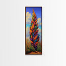 Rainbow Plant, Bold Nature, Vertical Leaf Art, Framed Canvas Print, Bright Boho Home Decor, Eclectic Bedroom Art, Colorful Botanical Art