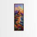 Desert Bloom, Cactus Garden, Colorful Mountain Art, Framed Canvas Print, Vibrant Southwestern Wall Decor, Fall Living Room Accent