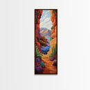 Desert Ocean, Cactus View, Framed Canvas Print, southwestern boho wall art, colorful nature painting, rustic hallway decor, warm earth tones
