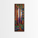 Redwood Forest, Pathway, Serenity - Framed Canvas Print, majestic tall trees art, calming woodland wall décor, rustic cabin or den decor