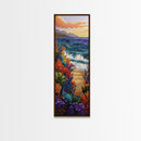 Ocean Waves, Coral Sunset, Canvas Print, Coastal living room wall art, colorful seascape painting, underwater reef design, tropical beach vibe