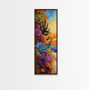 Sunset Desert Plants Cactus, Canvas Print Autumn desert landscape art, bohemian southwest vibes, living room wall art, bold nature textures