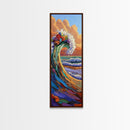 Wave Flowers, Ocean Motion, Canvas Print, Vibrant seascape wall art, tropical wave painting, boho coastal living room decor, sunset surf vibe