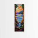 Mountain Canyon Sunset Water, Canvas Print, Sunset wall art, serene canyon lake painting, nature inspired hallway decor, boho peaceful print