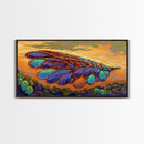 Wings Sunset, Nature, Abstract Boho Wall Art Framed Canvas Print, Colorful Dragonfly Wing Design, Living Room Focal Piece