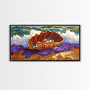 Shell Ocean, Jewel, Framed Canvas Print, Whimsical Ocean Shell Painting, Colorful Sea Treasure Wall Art, Nursery Decor