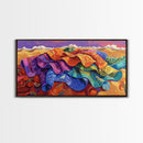 Blanket Desert, Colorful, Framed Canvas Print, Vibrant Serape Blanket Art, Southwestern Boho Wall Decor, Fall Entryway Art