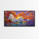 Iceberg Ocean, Sunset, Arctic, Canvas Print, Nature Wall Art, Vibrant Seascape Painting, Winter Decor Accent, Living Room Display