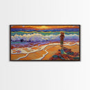 Sunset Ocean, Solitude, Framed Canvas Print, Peaceful Beach Sunset Art, Serene Mindfulness Coastal Decor, Zen Living Room Artwork