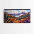 Mountain Valley, Wildflower Trail, Sunset Pathway, Canvas Print, Boho Wall Art, Bedroom or Hallway Decor, Vibrant Nature Painting