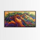 Whimsical Tree, Autumn Sky, Nature, Canvas Print, Bright textured tree painting perfect Fall Bedroom Wall Art or Boho Living Room Art