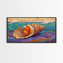 Seashell Ocean, Beach, Canvas Print, Nautical Bathroom Wall Art, Coastal Shell Decor, Vibrant Marine Painting, Seaside Home Style