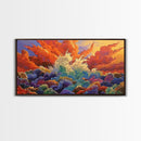 Waves Sunset, Abstract, Framed Canvas Print, Bold Ocean Explosion Art, Colorful Modern Wall Decor, Coastal Vibe Art Piece