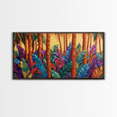 Jungle Leaves, Palms, Tropical, Framed Canvas Print, vibrant rainforest botanical wall art, boho plant decor, entryway art