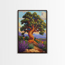 Tree Landscape, Nature, Autumn, Framed Canvas Print twisted pine tree painting, desert sunset landscape, nature wall decor, rustic boho art