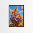 Seashell Swirl, Nautical Shell, Coastal Colors, Beach Dreams, Framed Canvas Print, beach house decor, shell wall art, ocean lover gift
