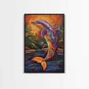 Dolphin Colorful Ocean Art, Framed Canvas Print, Tropical beach art, boho animal painting, coastal nursery wall art, vivid decor