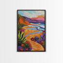 Beach Path, Sunset, Bliss, Canvas Print, tropical beach decor, bold wall art, coastal boho artwork, vibrant summer vibes, Bathroom or Hallway