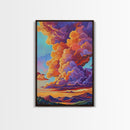 Clouds Sunset, Skies, Mountains, Framed Canvas Print dramatic sky art, colorful cloudscape painting, Bedroom Wall Art, dreamy wall decor