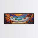 Ocean Wave, Rocky Coast, Vibrant Sunset, Nature Seascape, Framed Canvas Print, Coastal Wall Art, Beach Bathroom Decor, Colorful Seascape Art