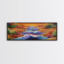 Rolling Waves, Ocean Energy, Sunset Coastline, Canvas Print, coastal living room decor, vivid surf art, bold beach vibe painting