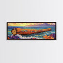 Ocean Driftwood Painting, Coastal Log Art, Vibrant Nautical Wall Scene, Framed Canvas Print, Beach House Decor, Living Room Art
