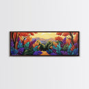 Autumn Forest Path, Colorful Fall Foliage Trail, Vibrant Nature Design, Framed Canvas Print, Cozy Hallway Art, Fall Living Room