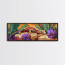 Vibrant Lizard Art, Desert Gecko Painting, Succulent Garden Colors, Framed Canvas Print, Eclectic Kitchen Wall Decor, Animal Art
