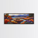 Autumn Lake, Purple Trees, Fall Landscape, Colorful Reflections, Framed Canvas Print, Cabin Wall Art, Cozy Fall Decor, Nature Inspired