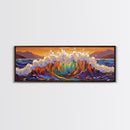 Rainbow Wave Splash, Ocean Energy Art, Vibrant Seascape, Framed Canvas Print, Coastal Living Room Decor, Surf Beach Wall Art, Boho Style